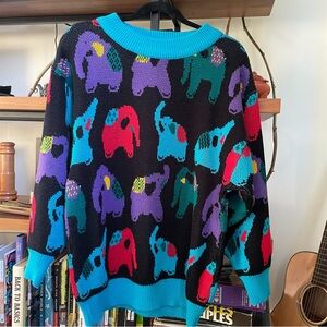 Vintage Elephant Print Sweater